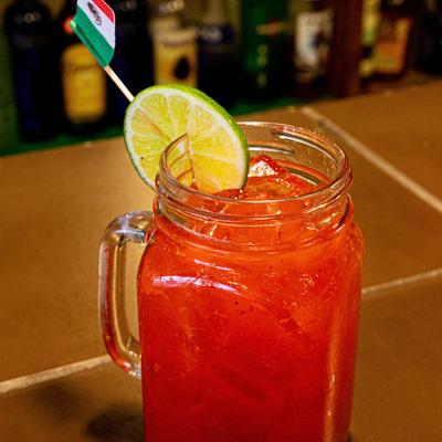 Red cocktail with decorations