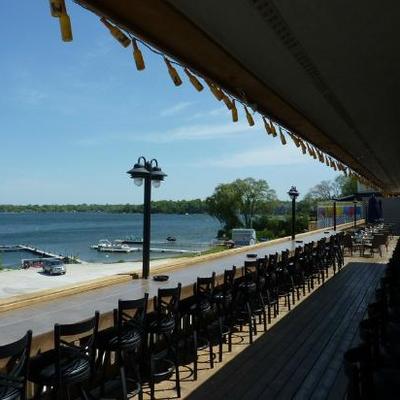 Lakefront outdoor seating.