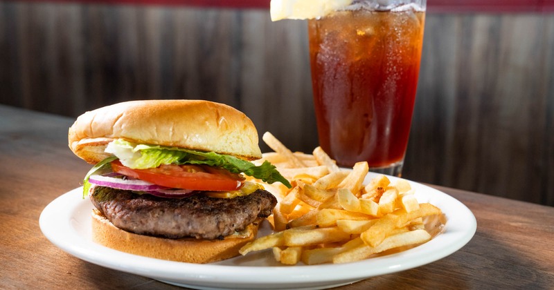 A served cheeseburger