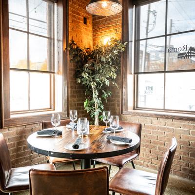 Interior, a table setting.