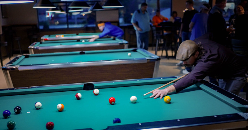 Interior, pool tables