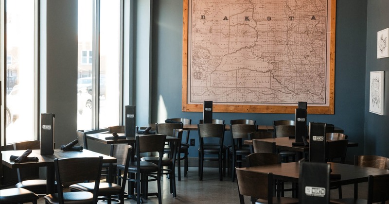 Interior, dining tables and chairs