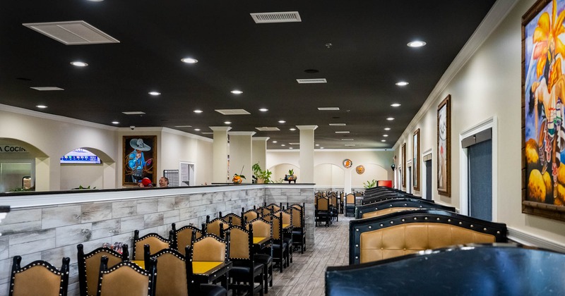 Interior, dining area, tables and seats