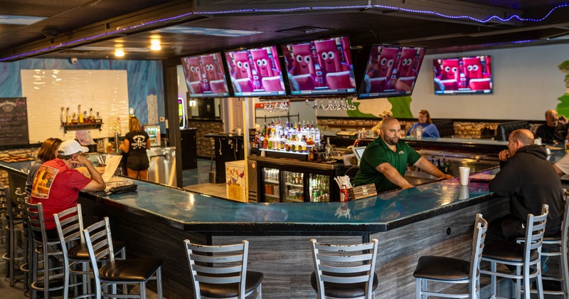 Interior, bar and bar stools