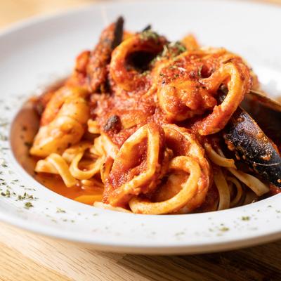 Seafood marinara fettuccine.