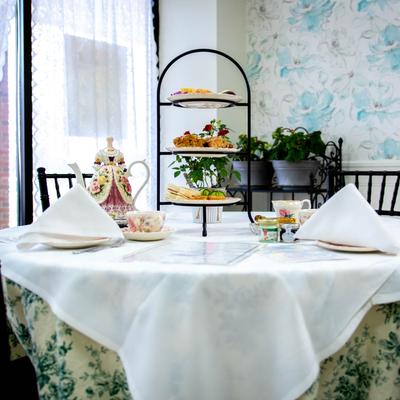 A set dining table for a reception.