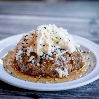 Shredded bread with dates, honey, cream and cheddar.