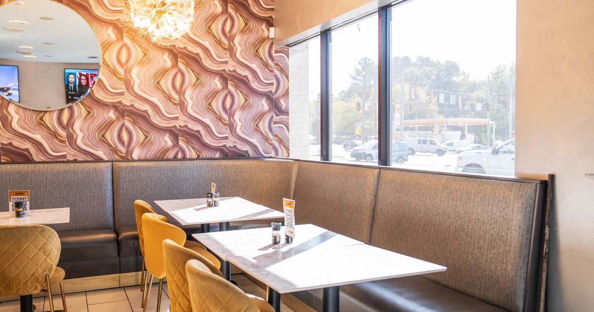 Interior, seating area near the windows