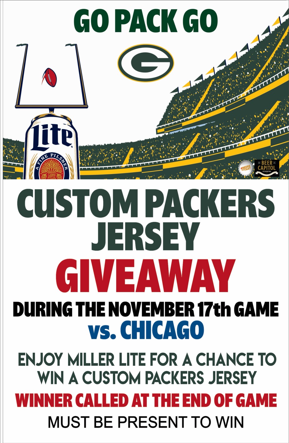 Packers vs. Lions - Custom Packers Jersey Giveaway! 🏈🍻 event photo