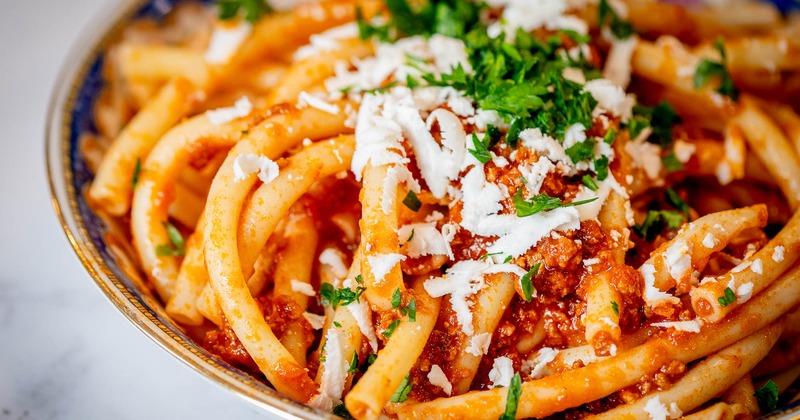 Bucatini with beef bolognese