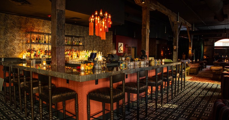 Interior, a bar with bar stools