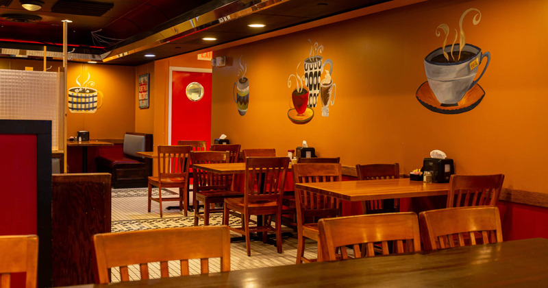 Interior, guest tables and chairs