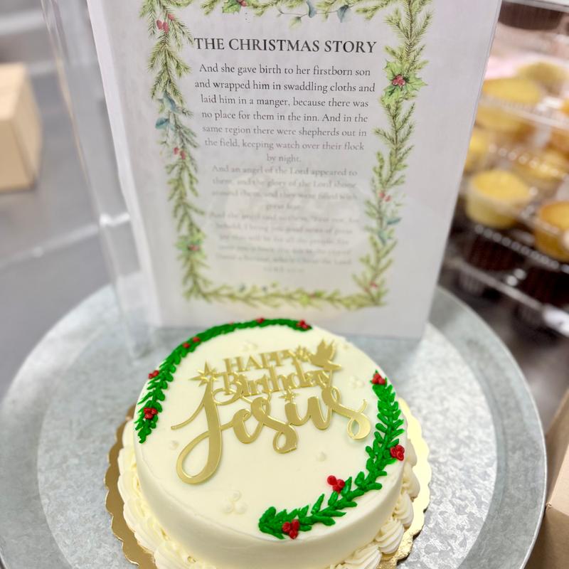 Christmas Story Cake- Holly Leaves Design photo