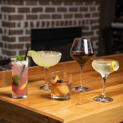 Cocktails displayed on table