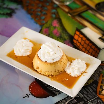 Mexican Flan, with whipped cream.