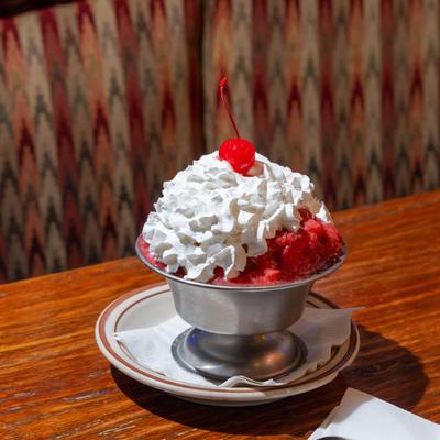Served fried ice cream dessert.