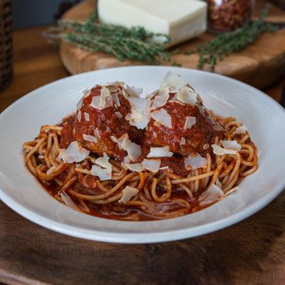 Pasta with Meatballs or Sausage photo