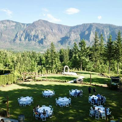 Restaurant exterior,garden,trees,taken from above