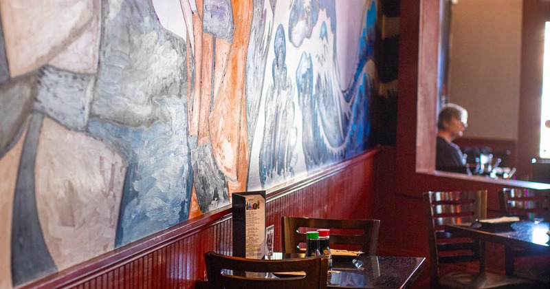 Interior, tables with chairs