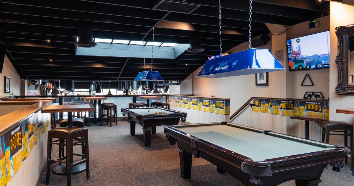 Interior, pool tables