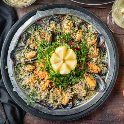 Mussels Catherine tasting sampler.