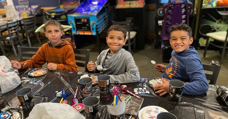 Children at a party table