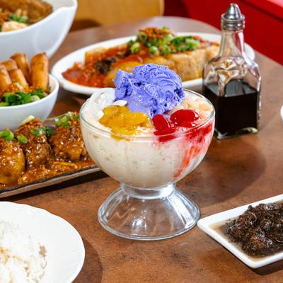 A fully served table.