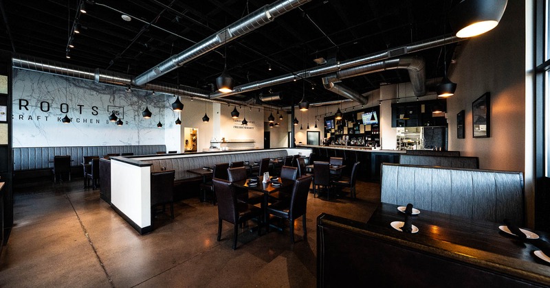 Interior, tables, chairs and restaurant booths