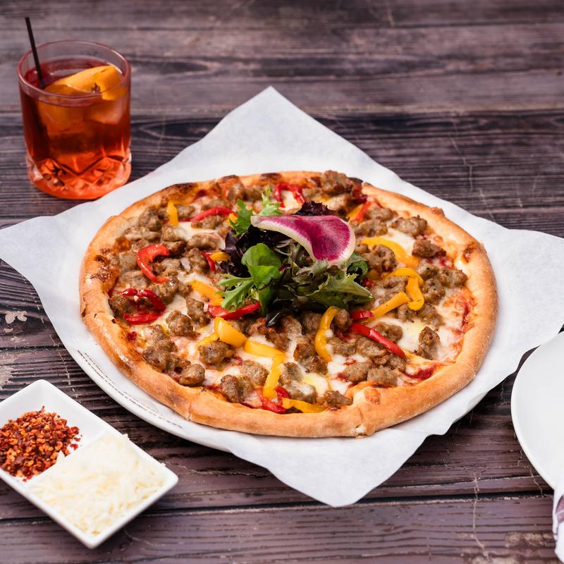menu item 31 of 44, Peppers & Sweet Italian Sausage Pizza