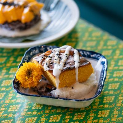 Kabocha Squash Custard with Coconut Sticky Rice.