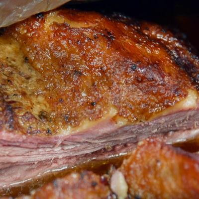 Smoked brisket, close-up.