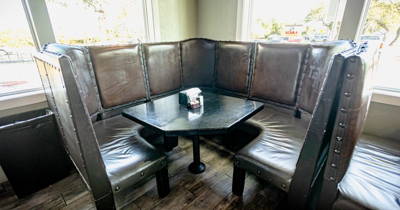 Interior, a booth at the dining area