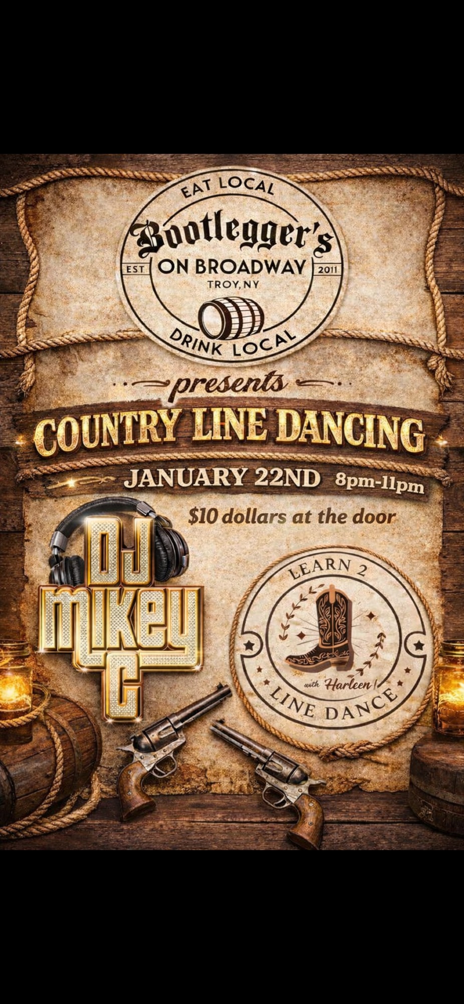🤠 BOOTLEGGERS ON BROADWAY PRESENTS: COUNTRY LINE DANCING 🤠 event photo