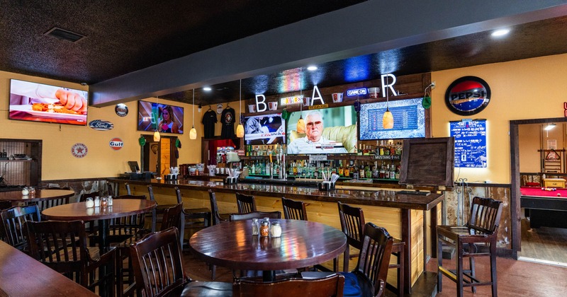 Interior, seating and bar areas