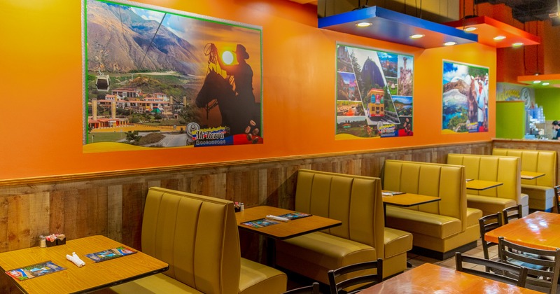 Interior dining area with dining booths lined up