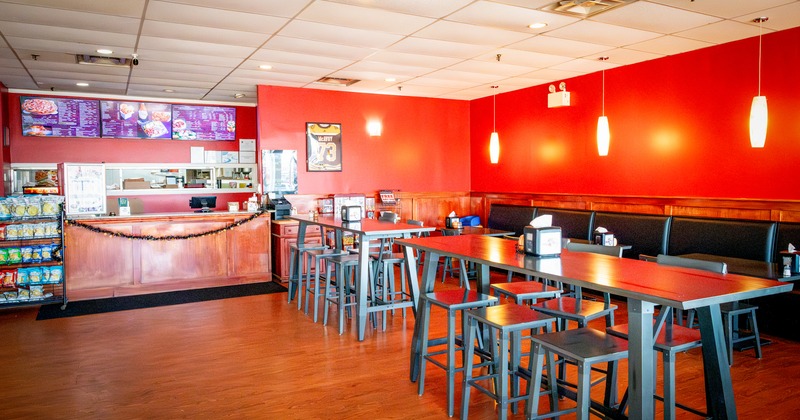 Diner srea, tables and chairs, food counter