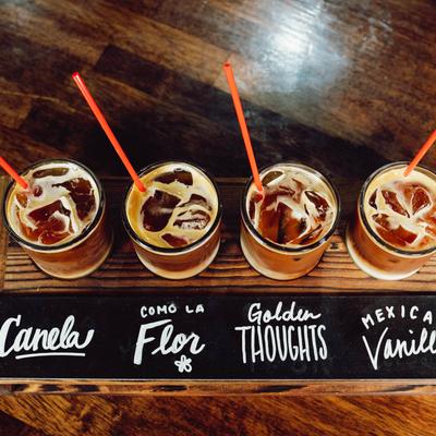 Several cup on table