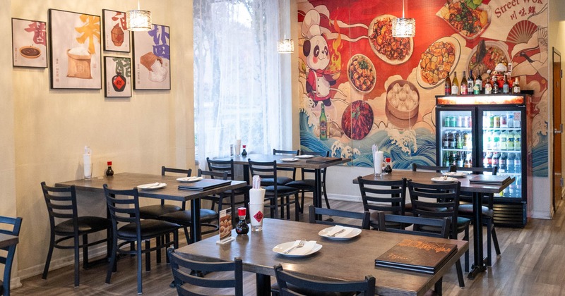 Interior, tables and chairs