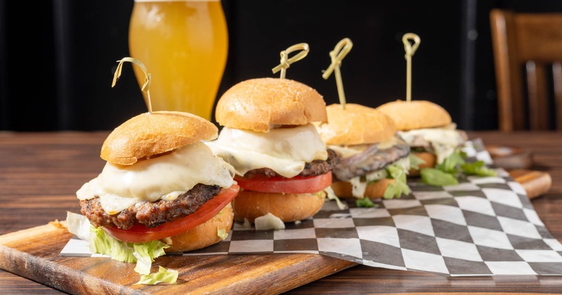 Burger sliders and beer