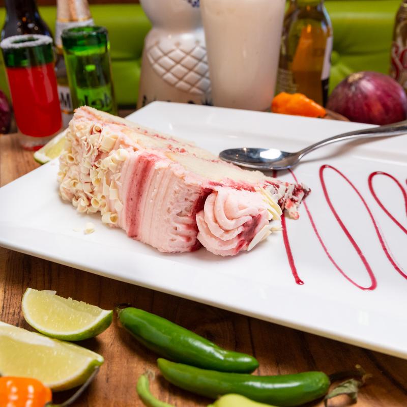 Raspberry white chocolate cake photo