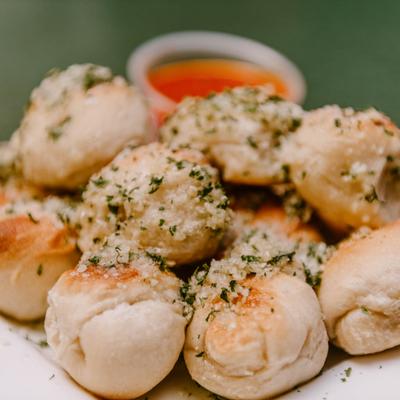 Garlic knots with dip.