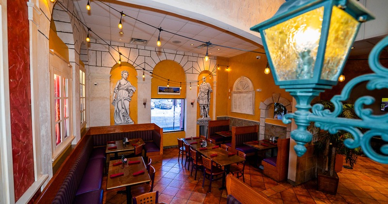 Interior, tables ready for guests