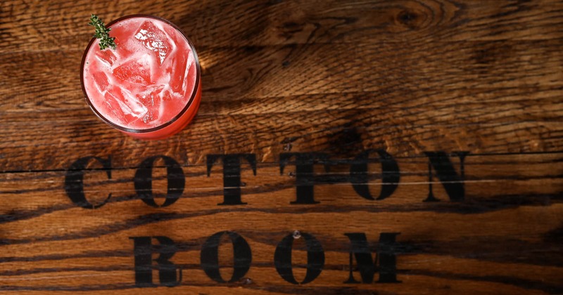 Wild Thyme cocktail drink served on the table, top view