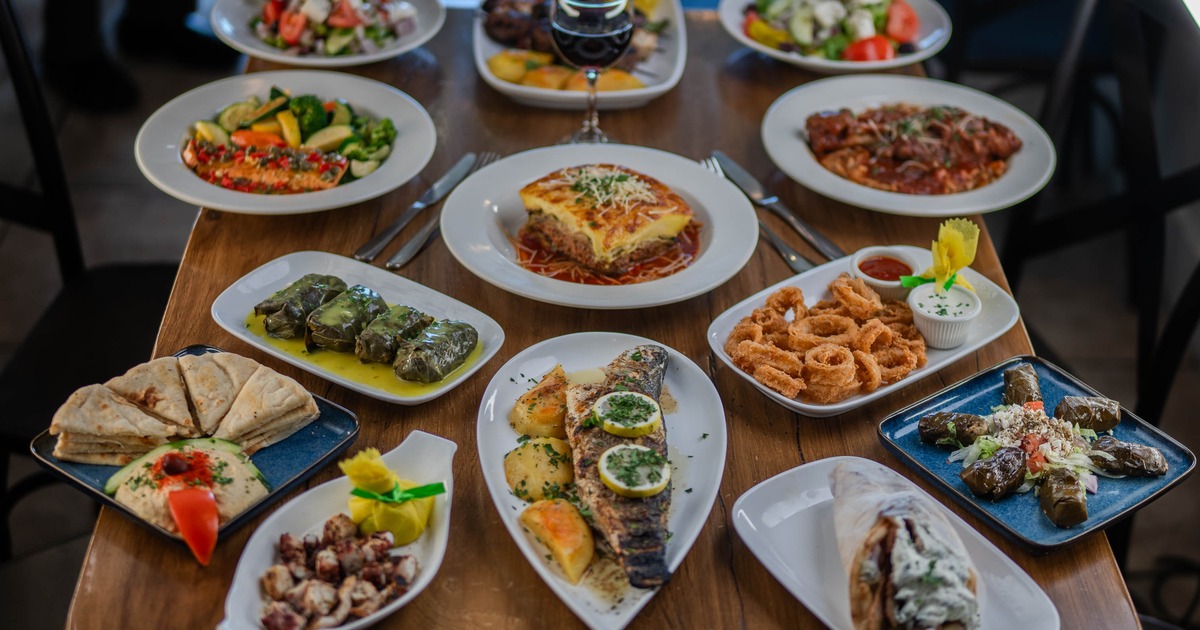 Various of menu items served on the table