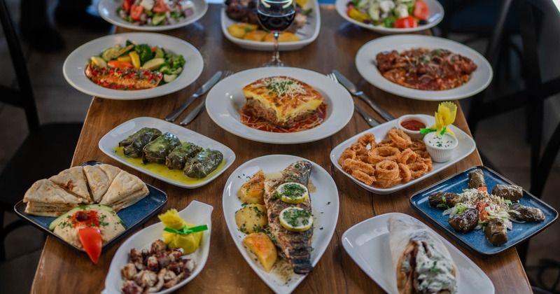 Various of menu items served on the table