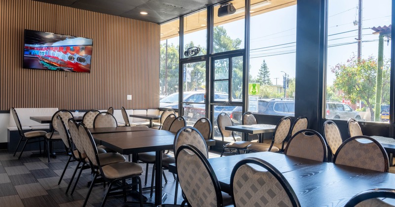 Interior, tables and chairs