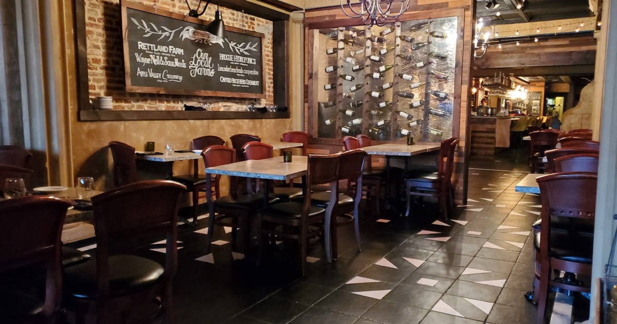 Dining area with a wine rack