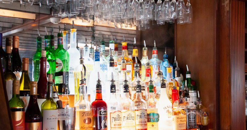 Bottles of drinks on display