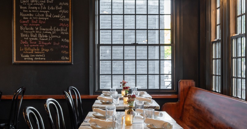 Interior, diner table, booth, chairs