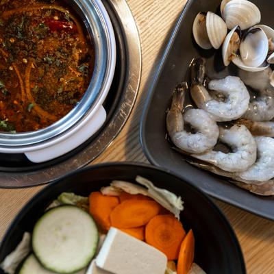 Various grill ingredients, top view, closeup.